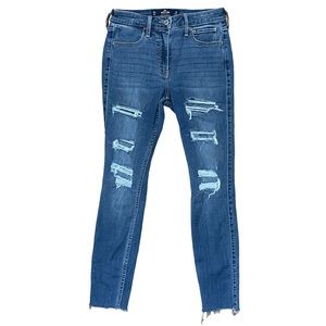 Hollister High Rise Super Skinny Jeans Size 3 Distressed Cutoff